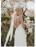 V Neck Ivory Chiffon Simple Boho Wedding Dress